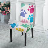Dog Paws Pattern Print Design 01 Dining Chair Slipcover