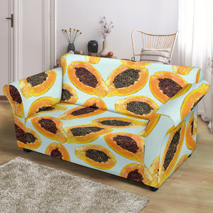 Watercolor Papaya Pattern Loveseat Couch Slipcover