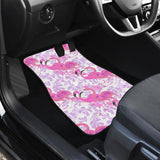 Pink Flamingo Flower Pattern Front And Back Car Mats