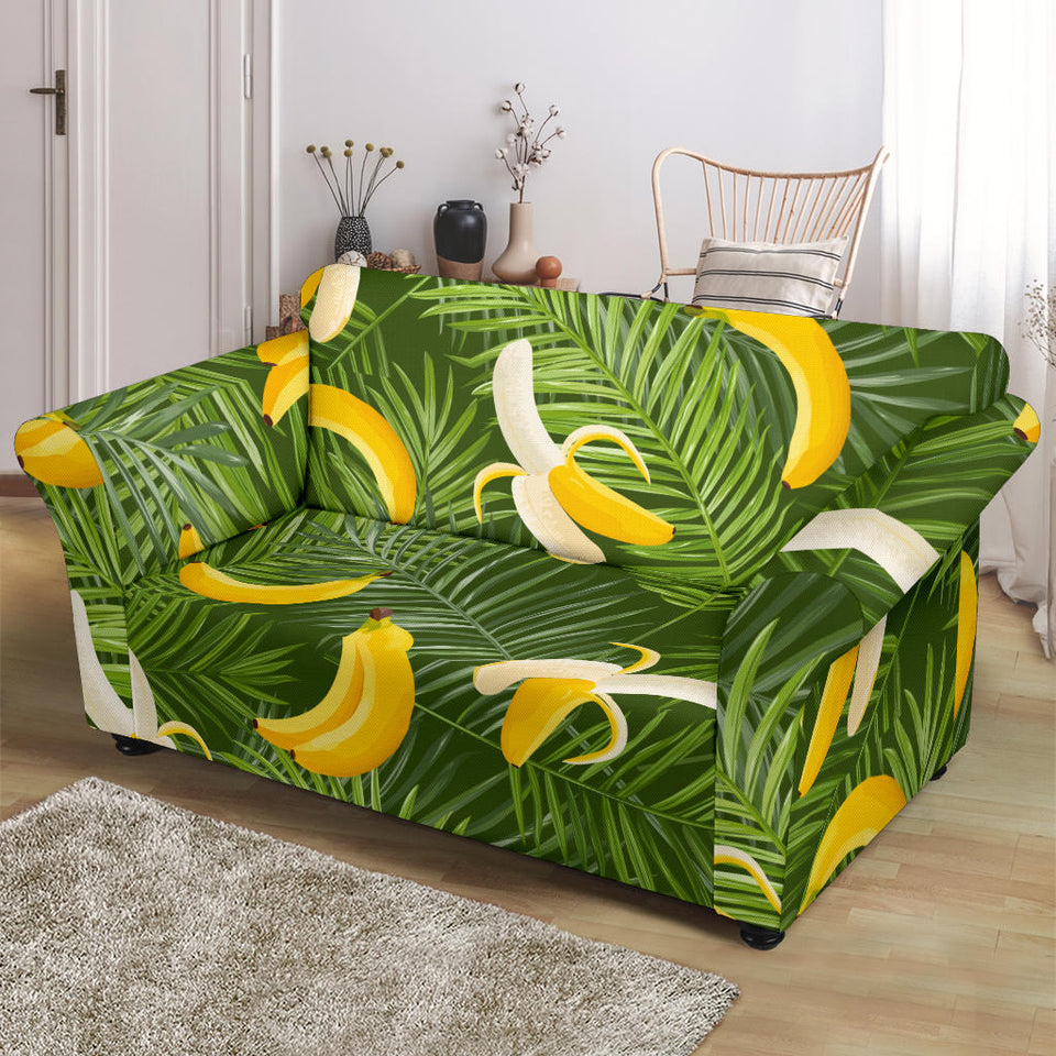 Banana Palm Leaves Pattern Loveseat Couch Slipcover