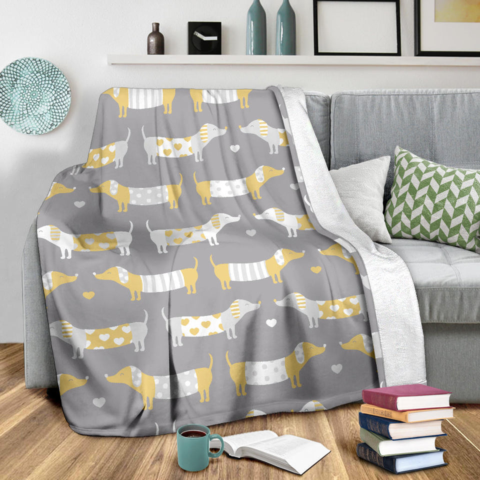 Cute Dachshund Dog Pattern Premium Blanket