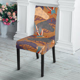 Bonsai Bamboo Stork Japanese Pattern Brown Theme Dining Chair Slipcover