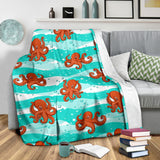 Octopuses Sea Wave Background Premium Blanket