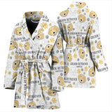 Golden Retriever Pattern Print Design 04 Women's Bathrobe