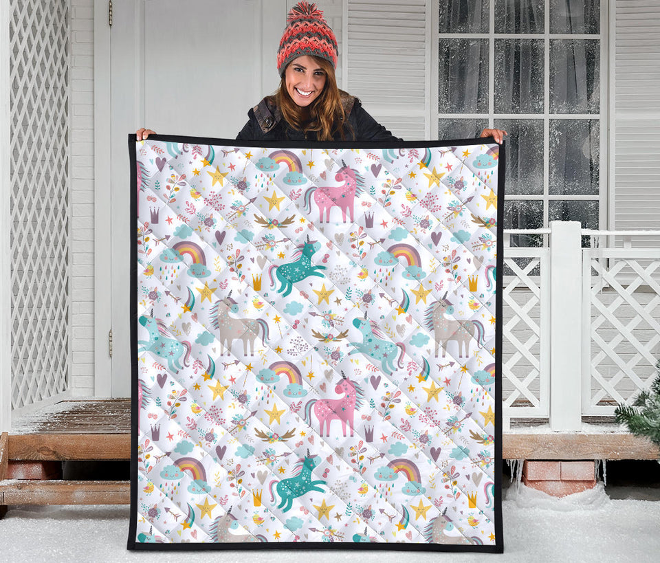Colorful Unicorn Pattern Premium Quilt