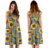 Sunflowers Ribbon Background Sleeveless Midi Dress