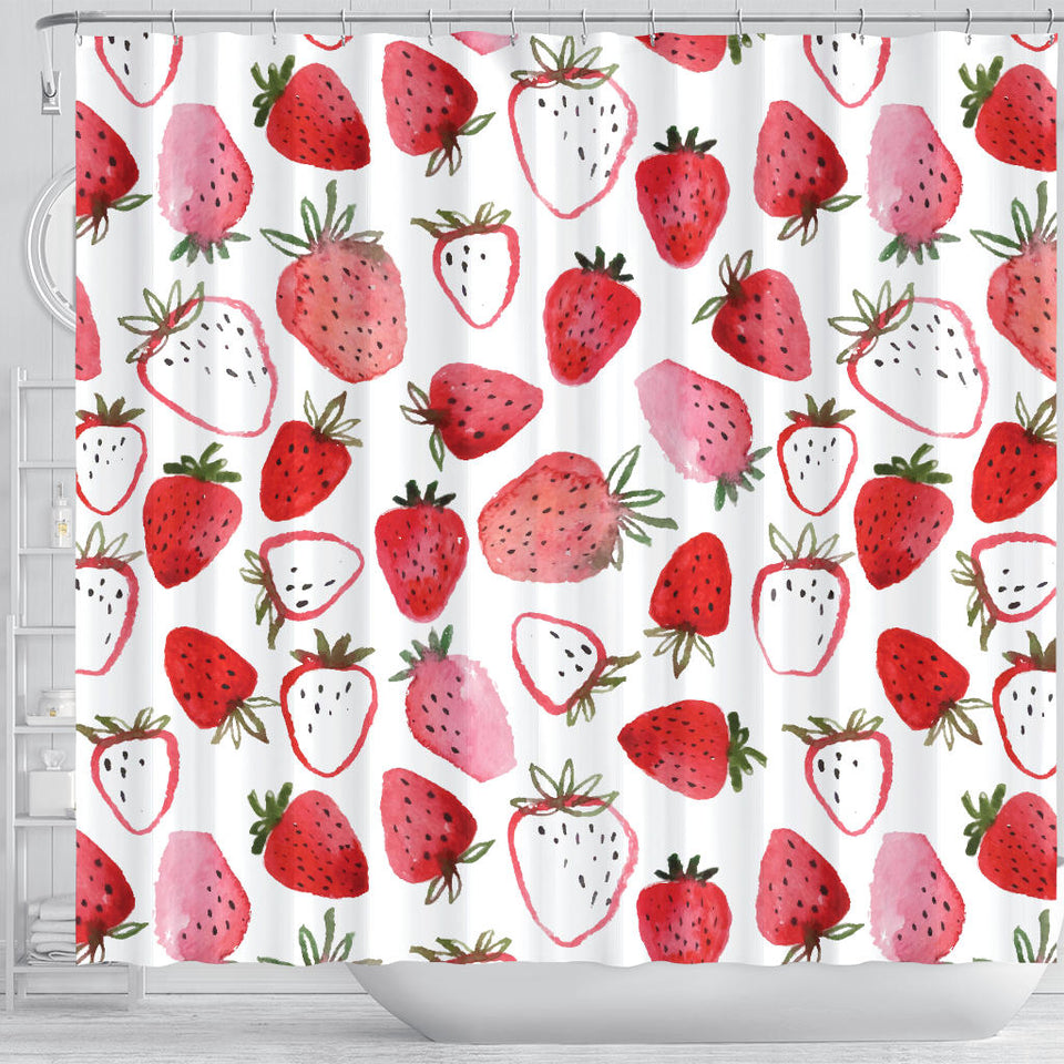 Watercolor Hand Drawn Beautiful Strawberry Pattern Shower Curtain Fulfilled In US