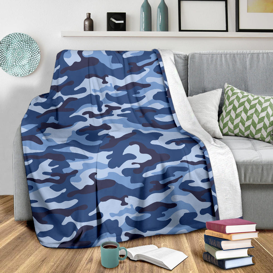 Blue Camo Camouflage Pattern Premium Blanket