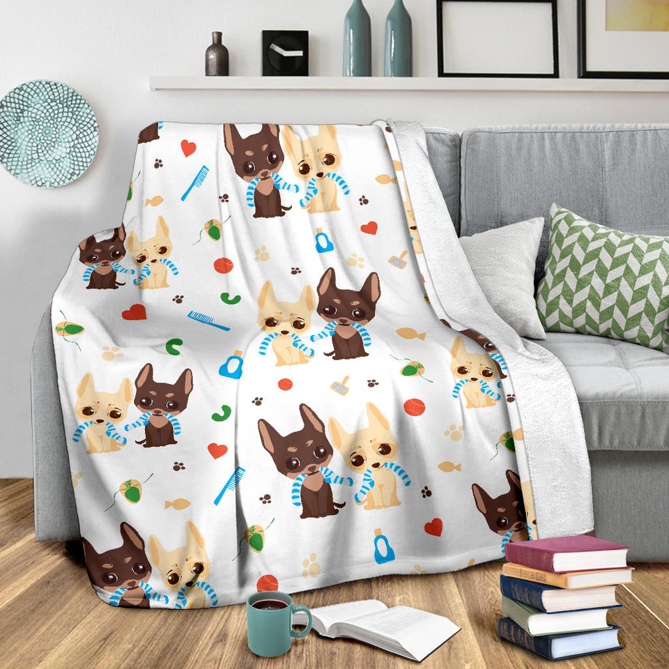 Cute Chihuahua Dog Pattern Premium Blanket
