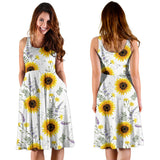 Beautiful Sunflowers Pattern Sleeveless Midi Dress