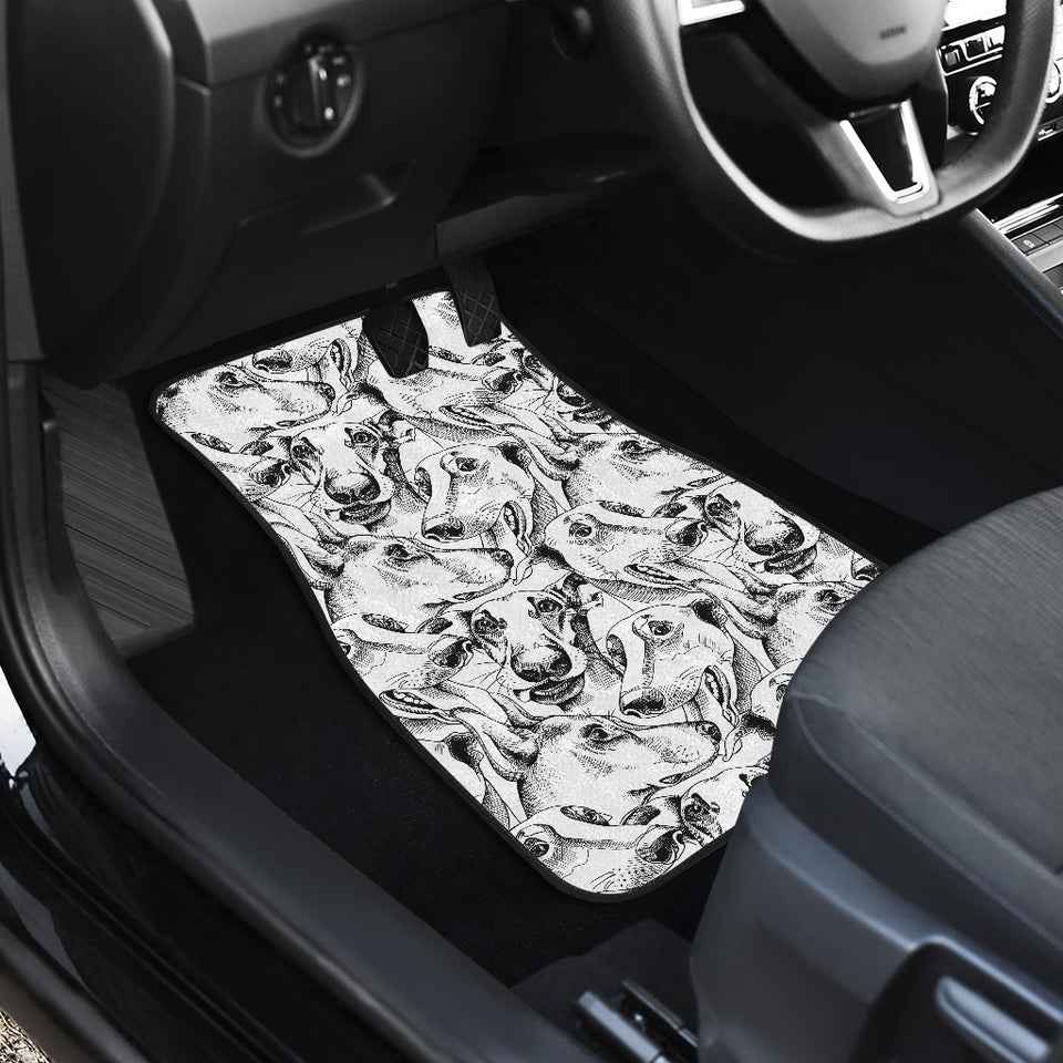 Greyhound Pattern Print Design 01 Front and Back Car Mats