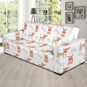 Chihuahua Bone Paw Pattern Sofa Slipcover