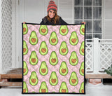 Avocado Heart Pink Background Premium Quilt