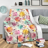 Clock Butterfly Pattern Premium Blanket