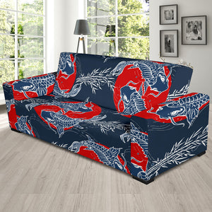 Koi Fish Carp Fishs Hand Drawn Japanese Art Sofa Slipcover