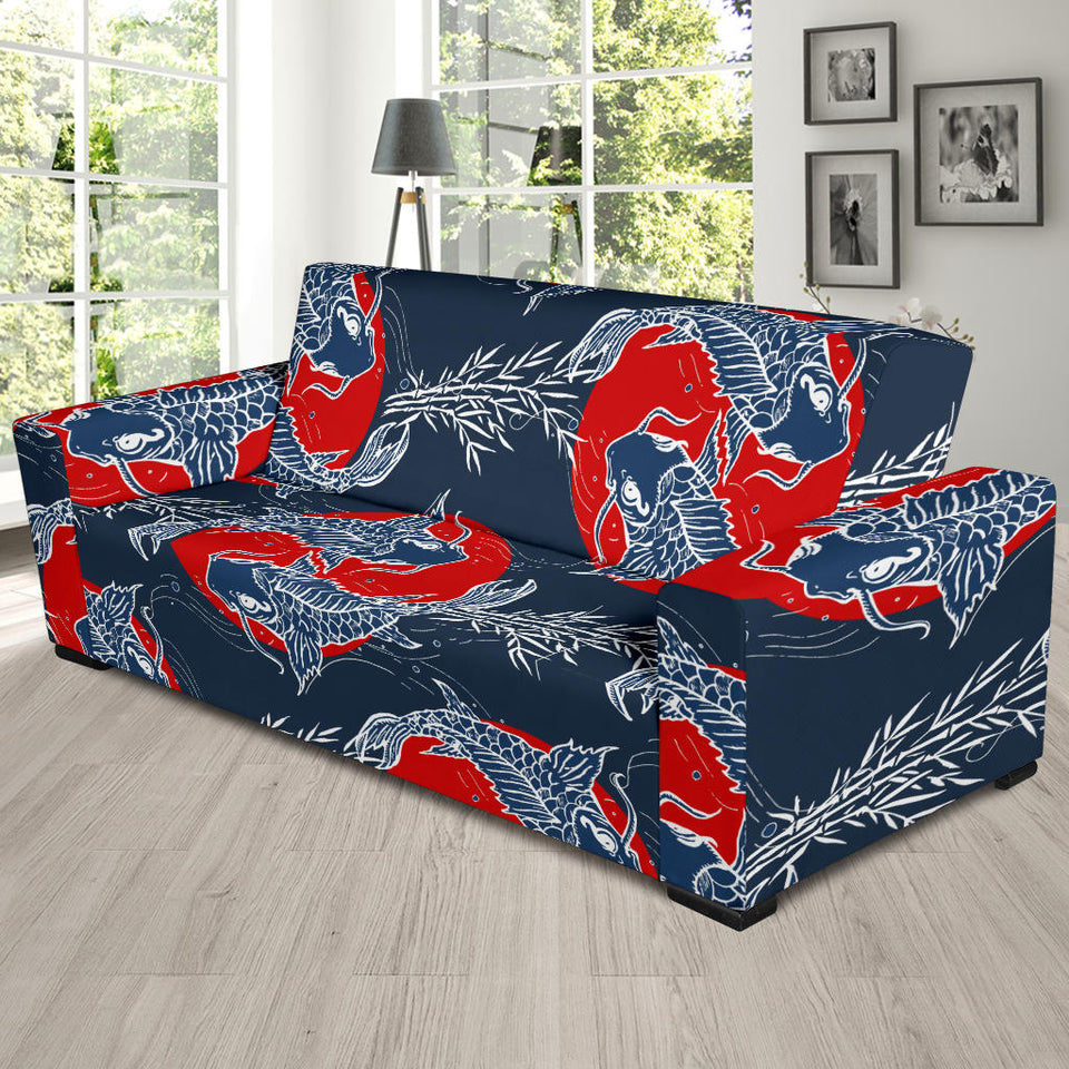 Koi Fish Carp Fishs Hand Drawn Japanese Art Sofa Slipcover