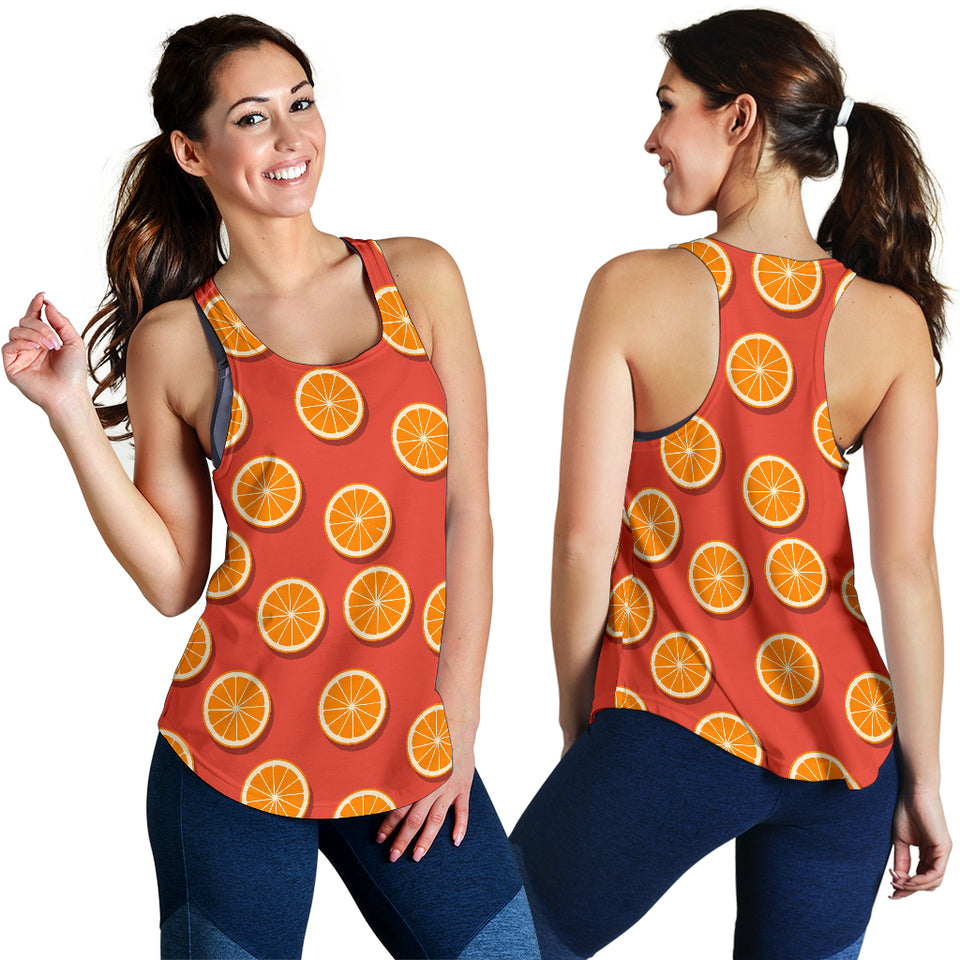 Oranges pattern red background Women Racerback Tank Top