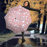 Coral White Heart Pattern Umbrella