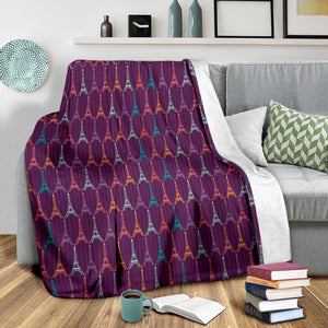 Eiffel Tower Pattern Print Design 05 Premium Blanket