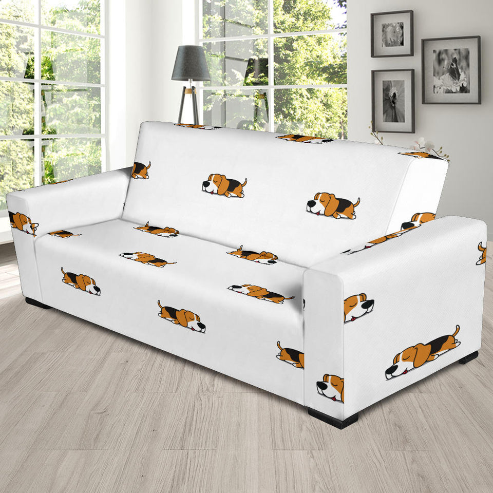 Cute Beagle Dog Sleeping Pattern Sofa Slipcover
