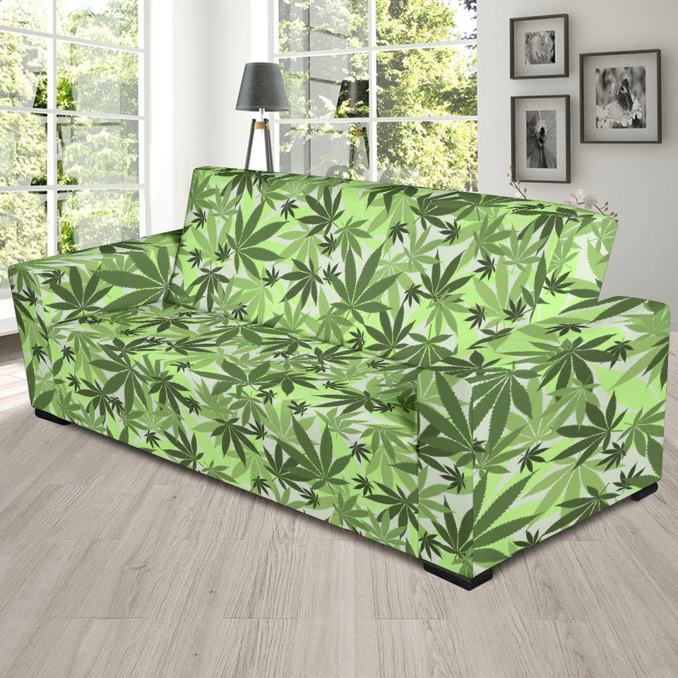 Canabis Marijuana Weed Pattern Print Design 01 Sofa Slipcover