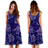 Cute Owls Pattern Boho Style Ornament Sleeveless Midi Dress