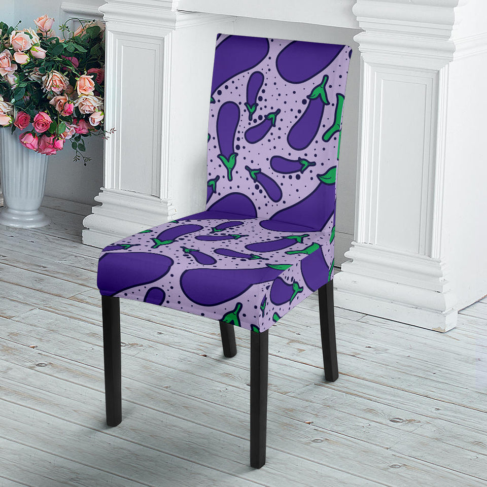 Eggplant Pattern Print Design 03 Dining Chair Slipcover