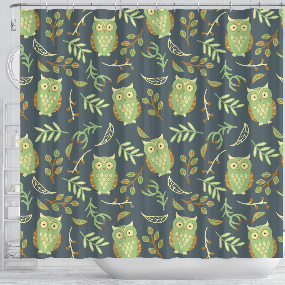 Cute Owls Leaves Pattern Shower Curtain Fulfilled In US