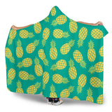 Pineapples Pattern Green Background Hooded Blanket