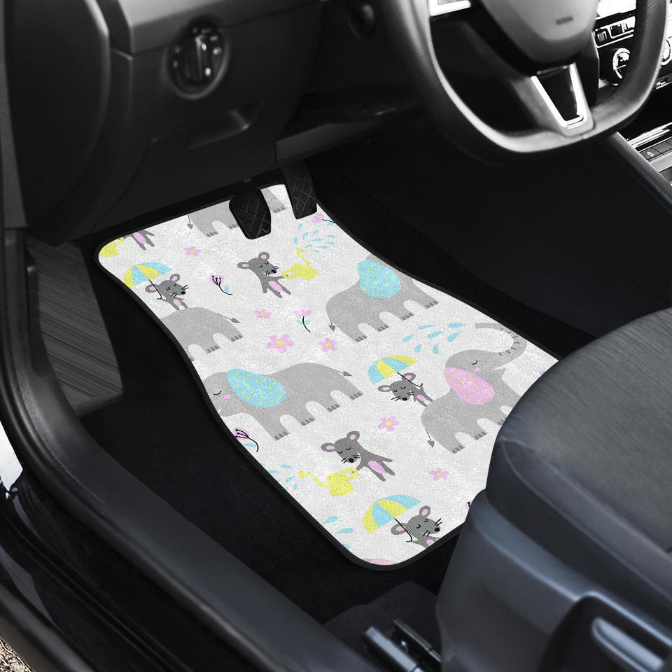 Cute Elephant Mouse Pattern Front And Back Car Mats
