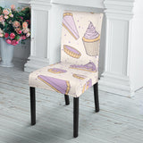 Cakes Pies Tarts Muffins And Eclairs Purple Blueberry Topping Pattern Dining Chair Slipcover