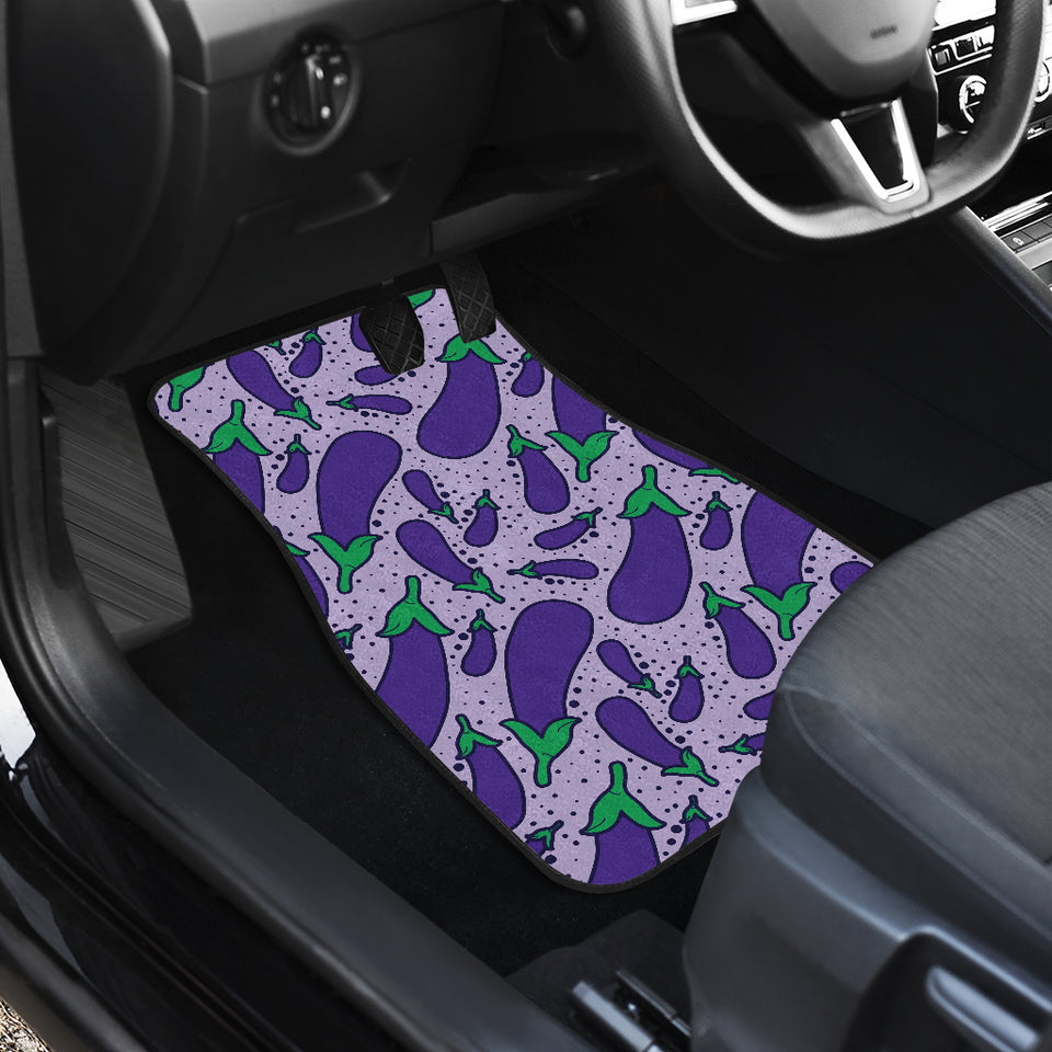 Eggplant Pattern Print Design 03 Front and Back Car Mats