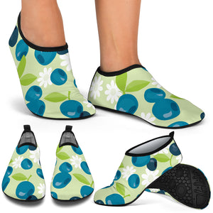 Blueberry Flower Pattern Aqua Shoes