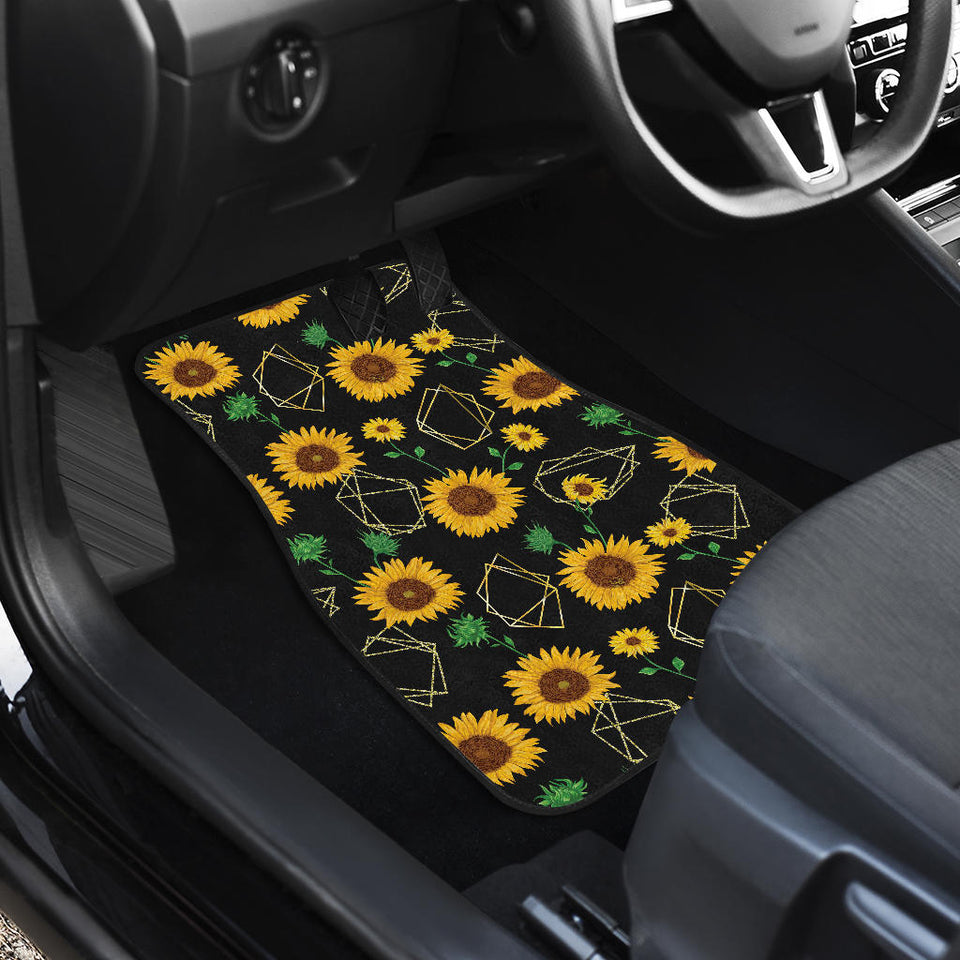 Sunflower Golden Polygonal Shapes Front Car Mats