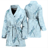 Dragonfly Pattern Blue Background Women'S Bathrobe