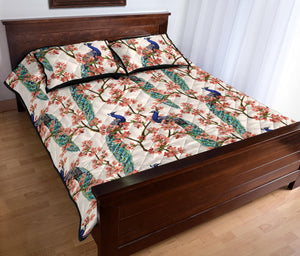 Peacock tropical flower pattern Quilt Bed Set