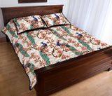 Peacock tropical flower pattern Quilt Bed Set