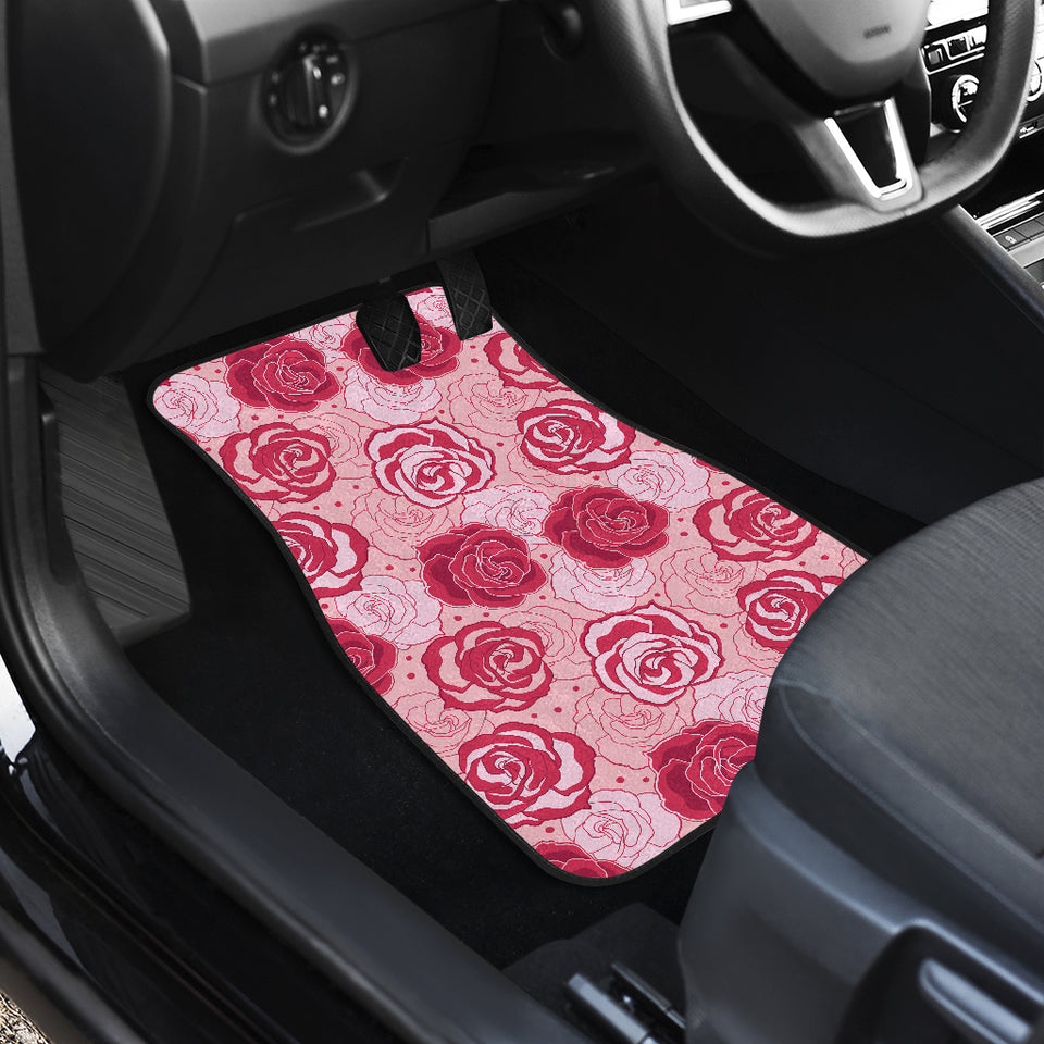 Rose Pattern Print Design 02 Front and Back Car Mats