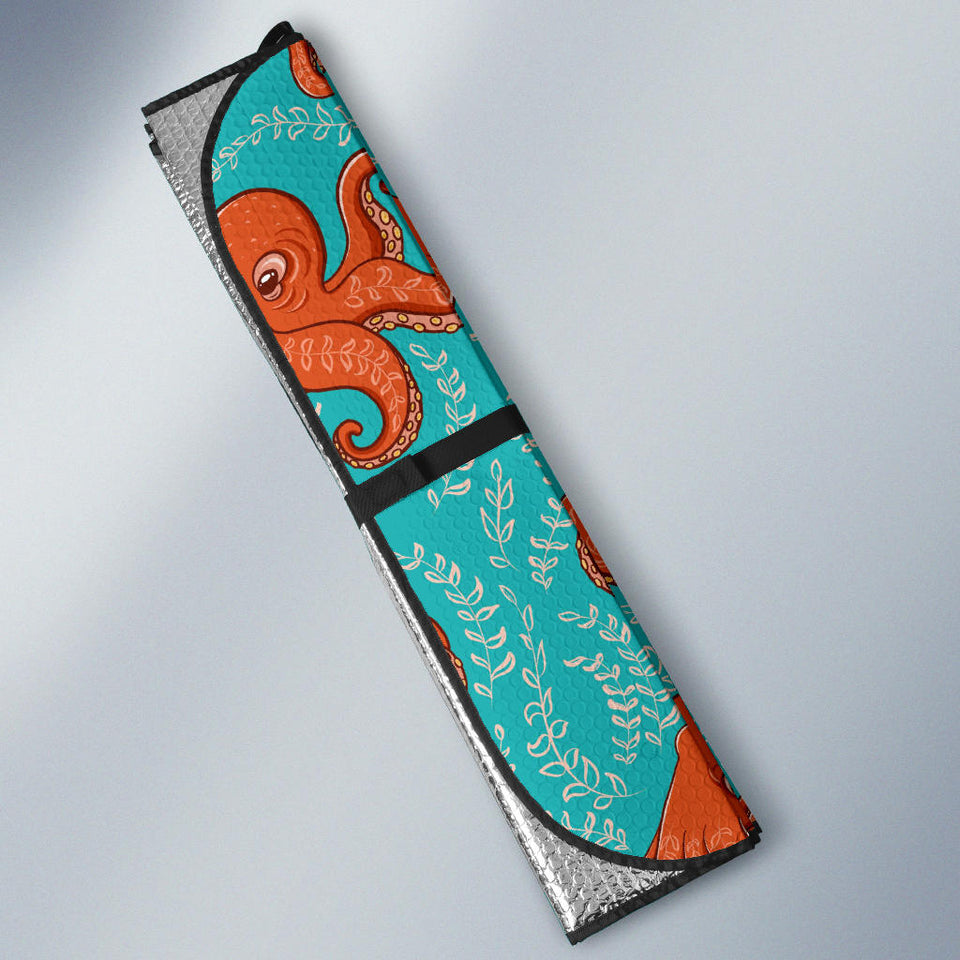 Octopus Turquoise Background Car Sun Shade