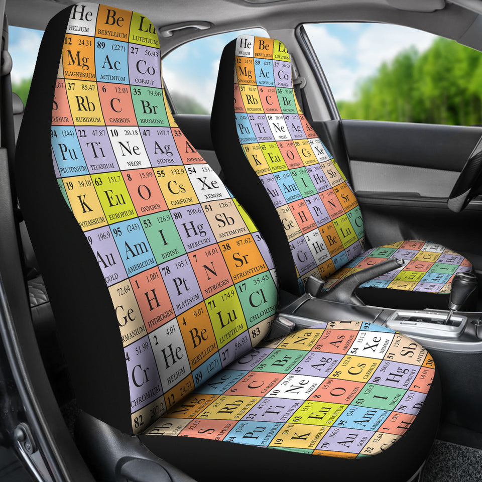 Chemistry Periodic Table Pattern Print Design 01 Universal Fit Car Seat Covers