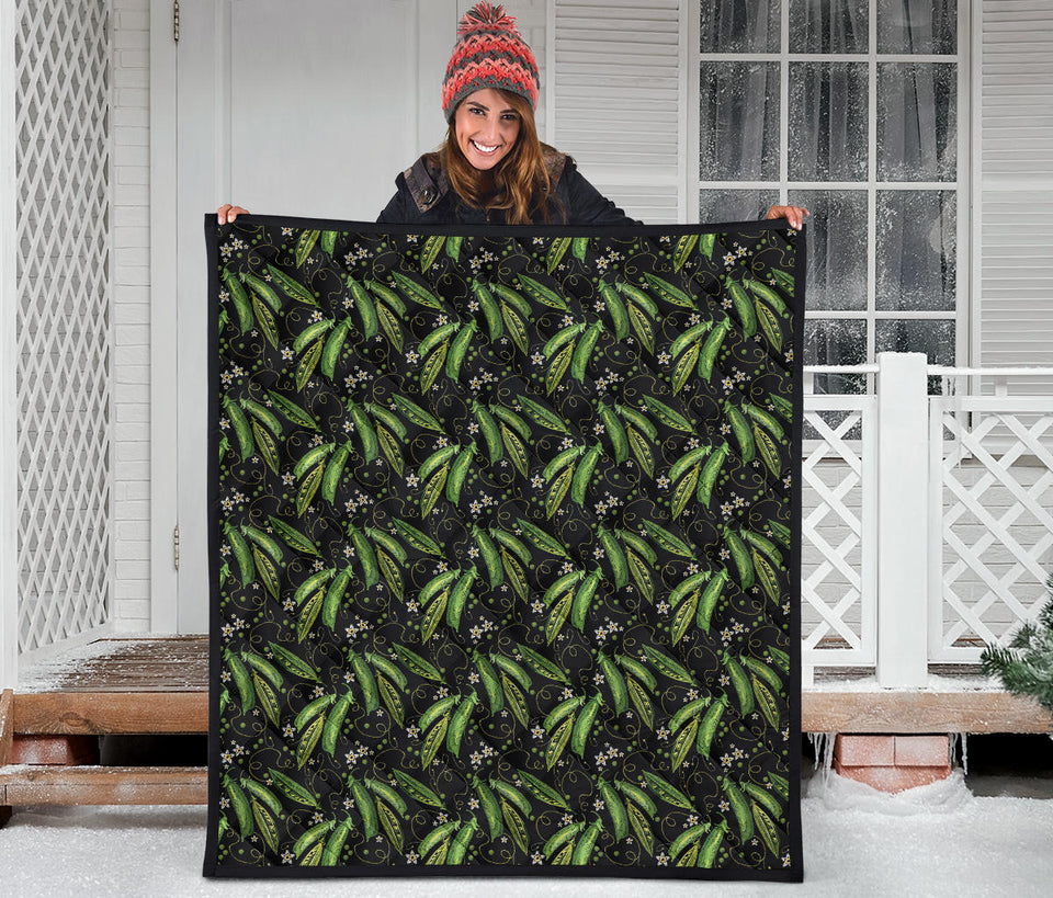Green Peas Pattern Print Design 02 Premium Quilt
