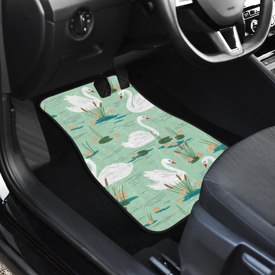 White Swan Lake Pattern Front And Back Car Mats