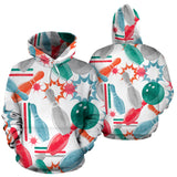 Watercolor Bowling Pattern Men Women Pullover Hoodie