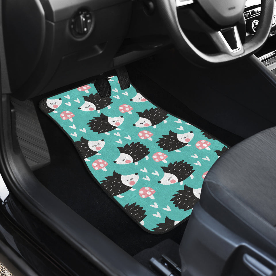 Hedgehog Pattern Print Design 03 Front and Back Car Mats