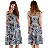 Skate Board Pattern Print Design 03 Sleeveless Midi Dress