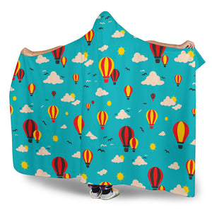 Hot Air Balloon Sky Pattern Hooded Blanket