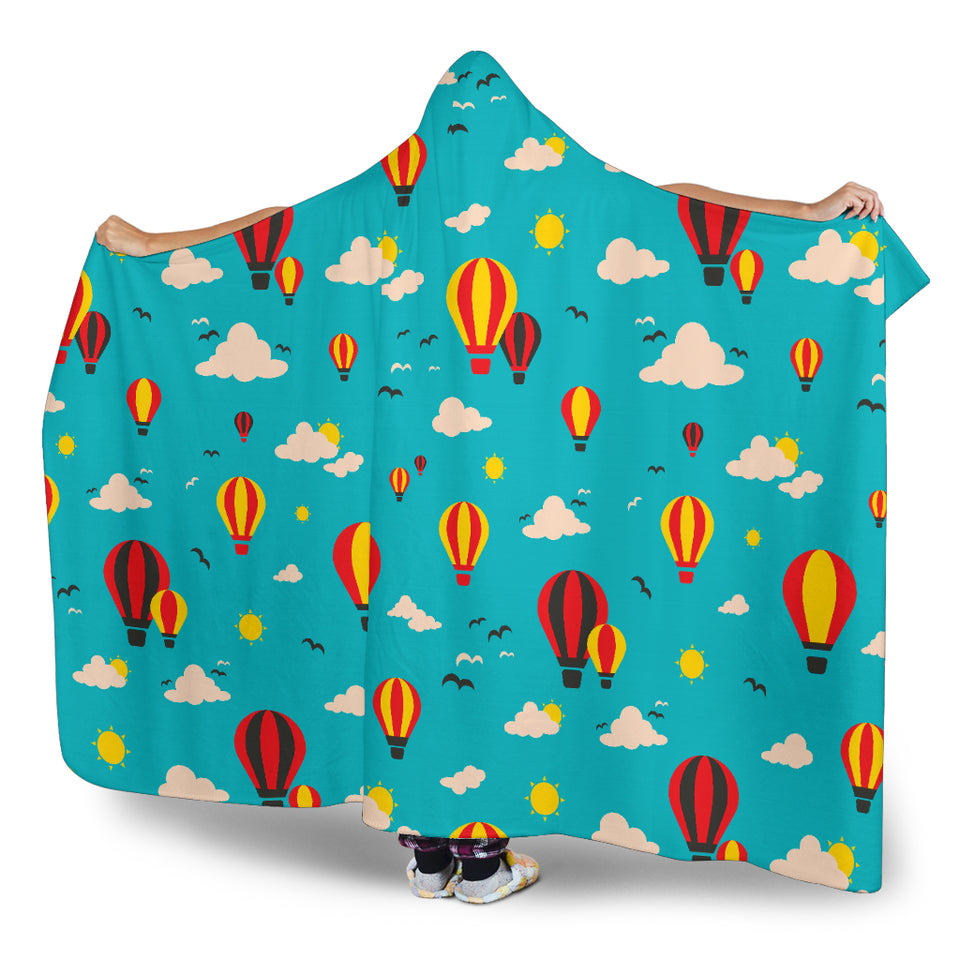 Hot Air Balloon Sky Pattern Hooded Blanket
