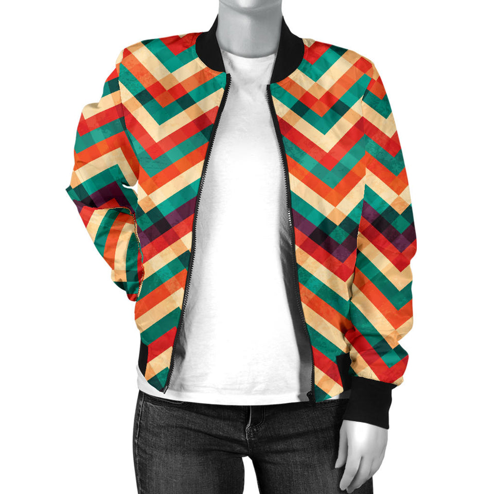 Zigzag  Chevron Colorful Pattern Women'S Bomber Jacket