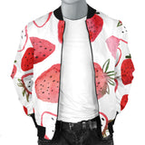 Watercolor Hand Drawn Beautiful Strawberry Pattern Men'S Bomber Jacket