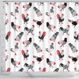 Cool Rooster Chicken Cock Floral Ornament Background Shower Curtain Fulfilled In US